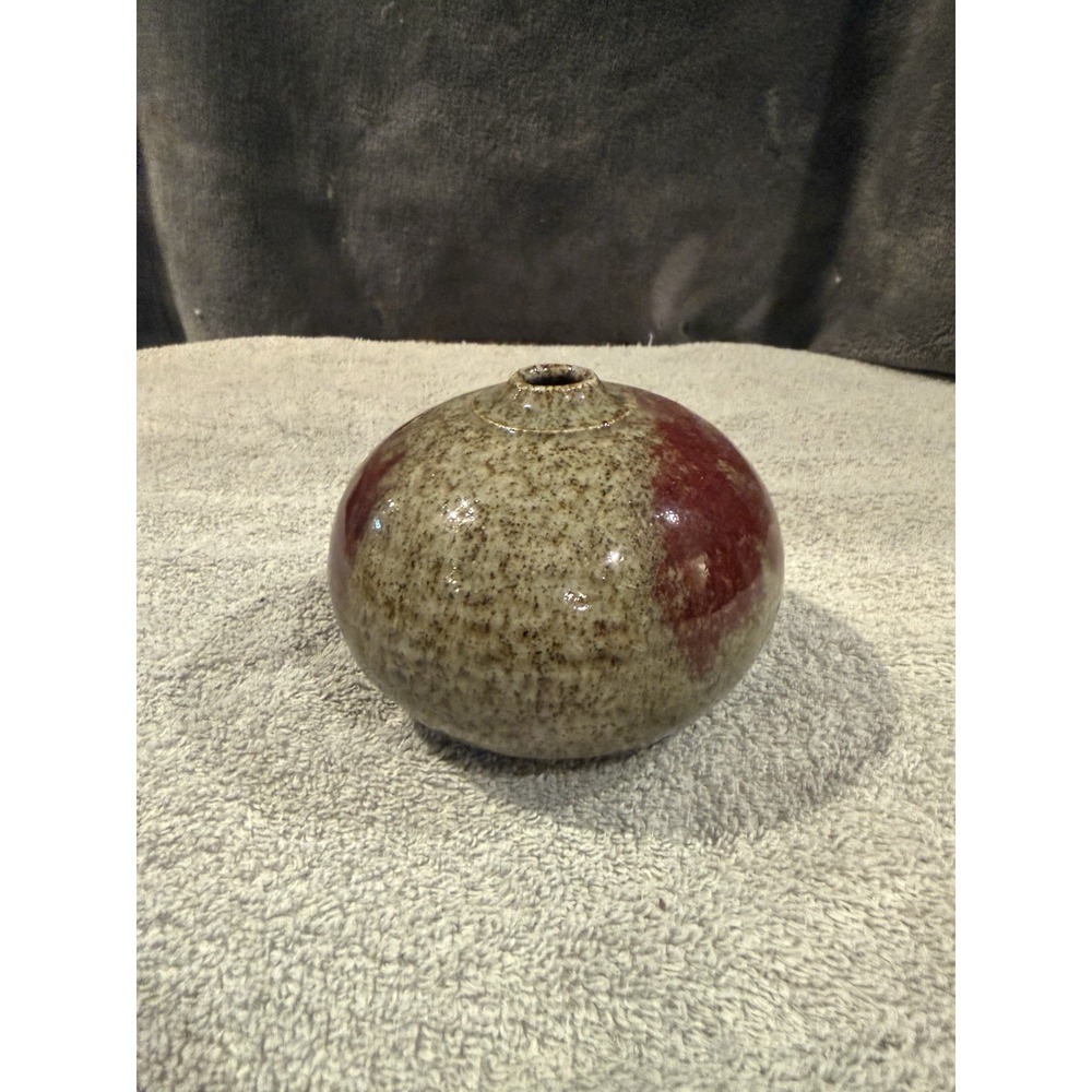 Ceramic Studio Art Pottery Orb Shaped Bud Vase Signed Schmidt